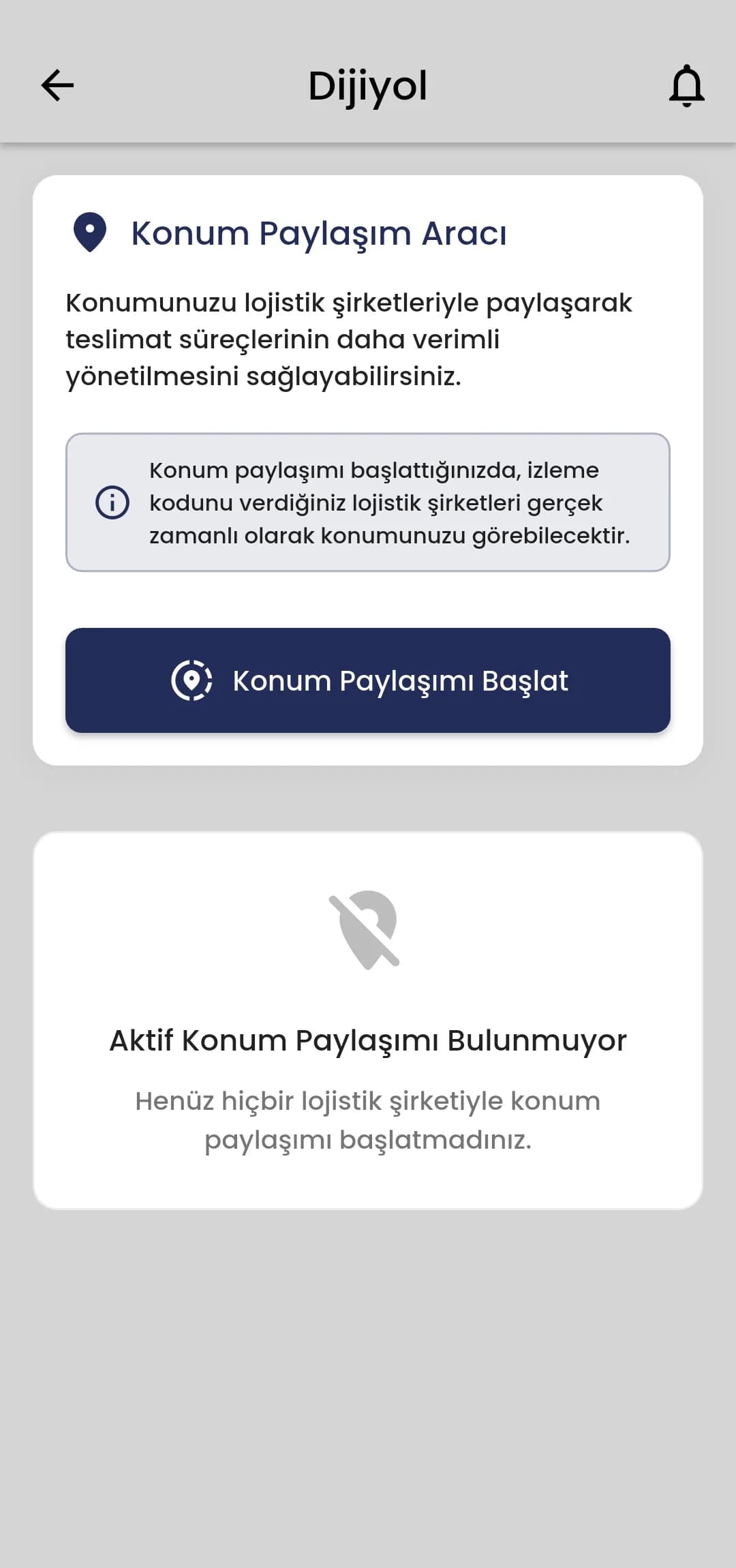 Dijiyol uygulama ekranı