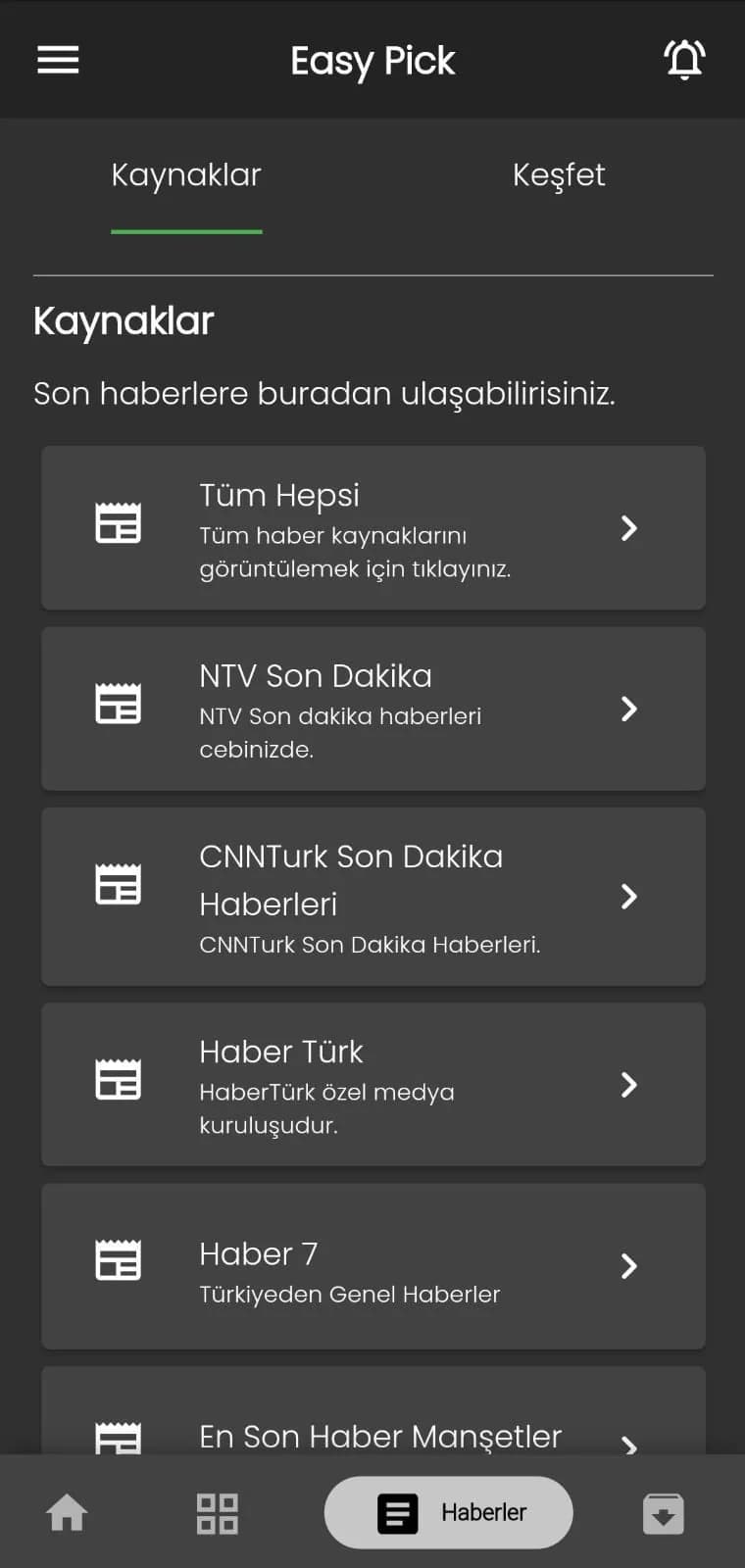 Easypick uygulama ekranı