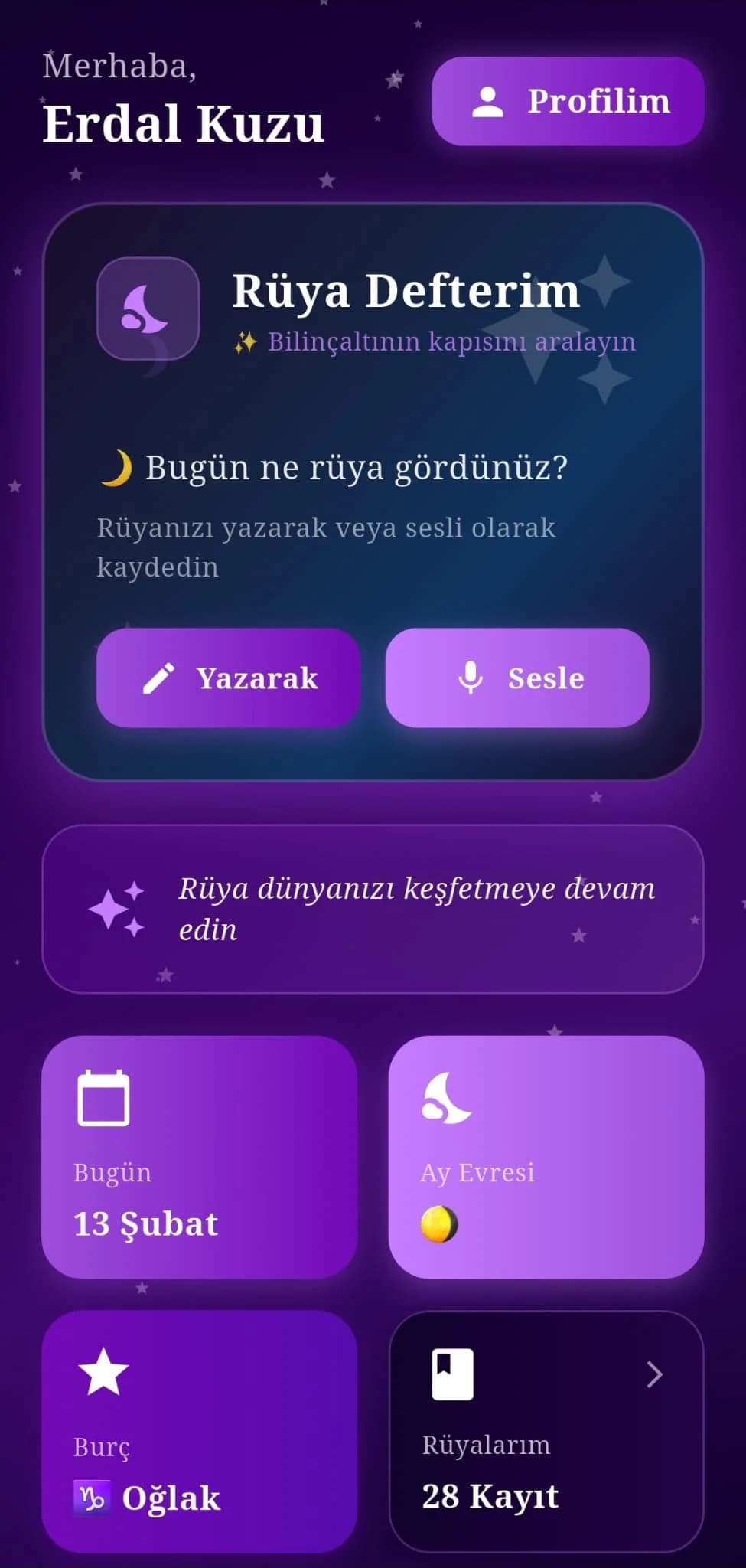 Rüya Günlüğüm uygulama ekranı