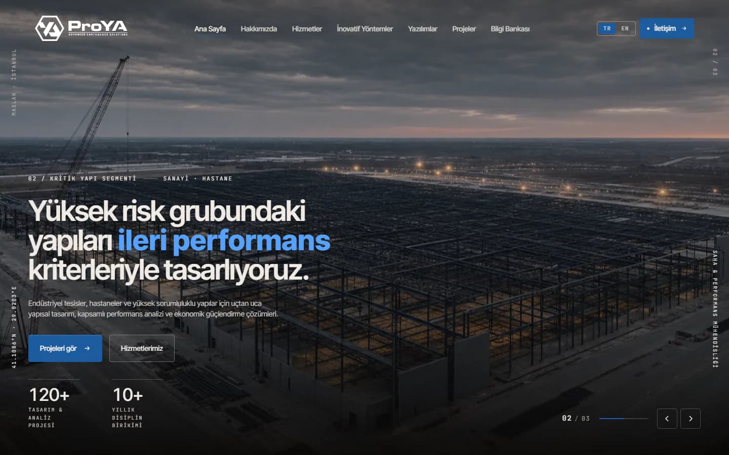ProYA Mühendislik web sitesi